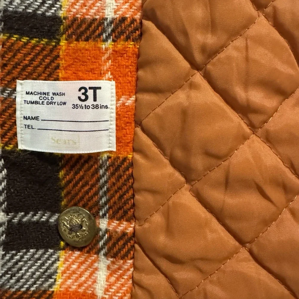 Vintage Sears Plaid‎ Hooded Coat Toddler Girls 3T Quilted Lined Fall Jacket